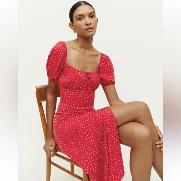 Reformation Teyana Red Polka Dot Dress - Picture 2 of 7